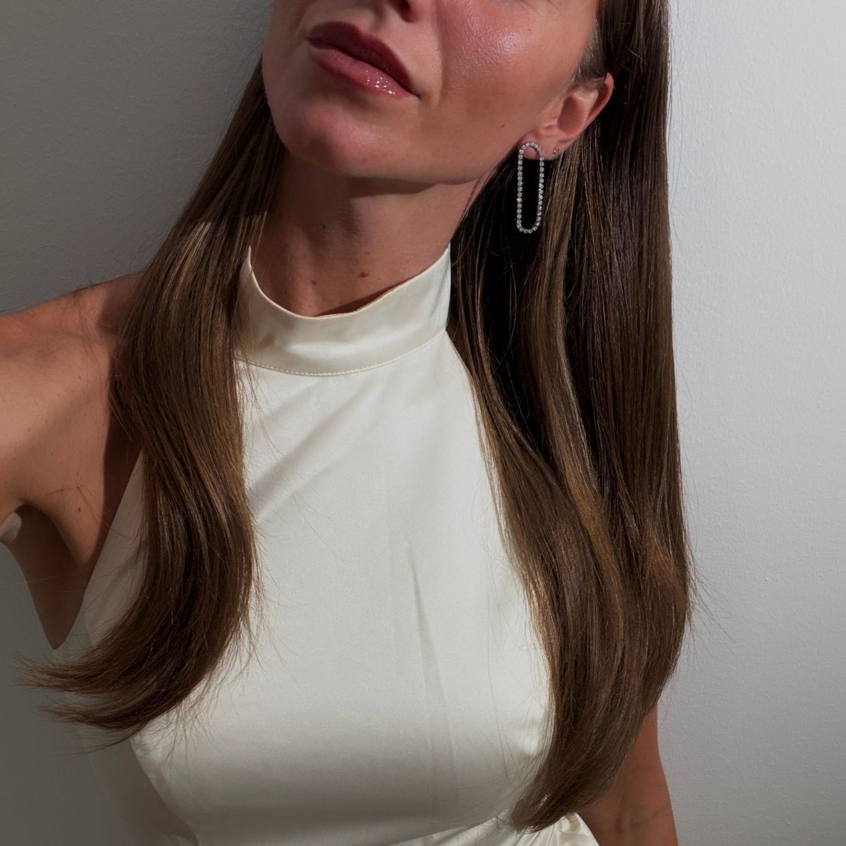 Hollow Tennis Krystal Øreringe Sølvfarvet