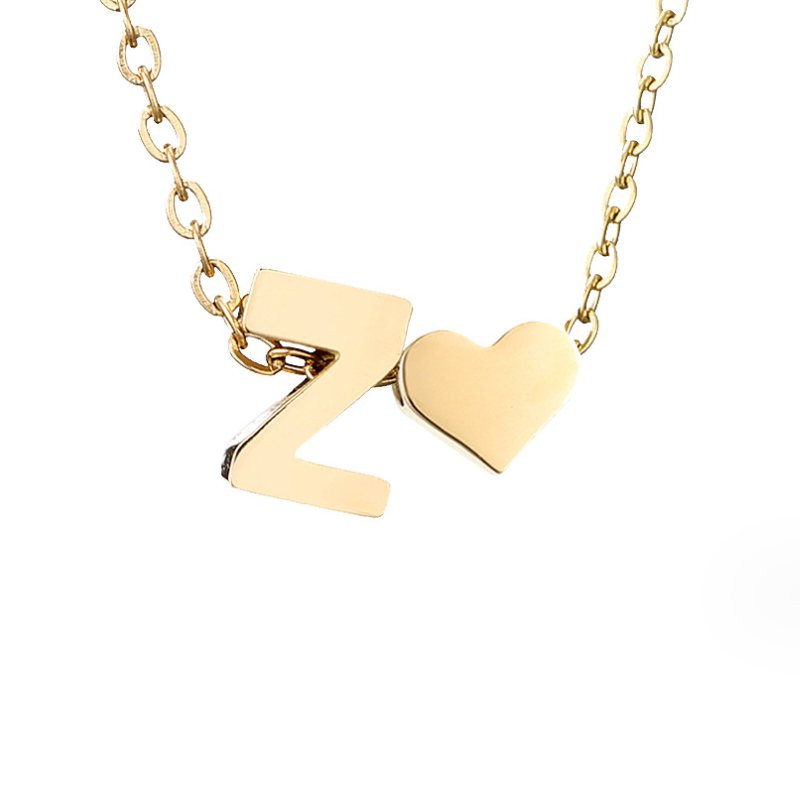 Luna - Gold Heart Letter Necklace