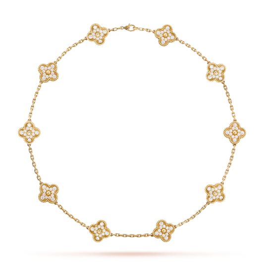 LAVISH CLOVER NECKLACE 10 MOTIFS - GOLD DELUXE