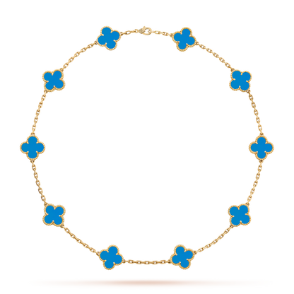 LAVISH CLOVER NECKLACE 10 MOTIFS - BLUE