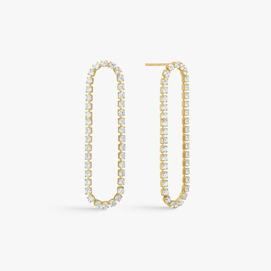 Hollow Tennis Krystal Øreringe 18K Guldbelagt