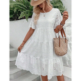 RAEMI™ – Elegant Round Neck Boho Summer Dress
