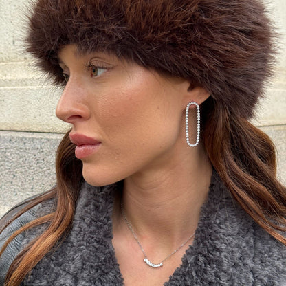 Hollow Tennis Krystal Øreringe Sølvfarvet