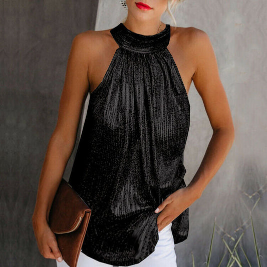 Madalynn Lace Mock Neck Sleeveless Summer Top