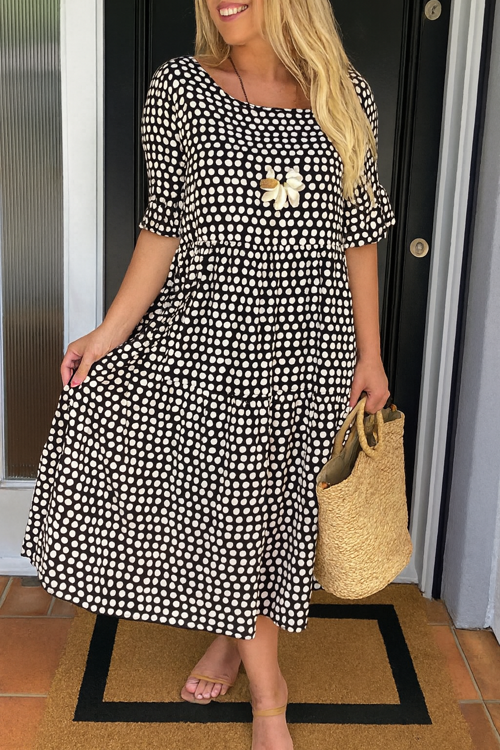 Rosie - Sable Short-Sleeve Midi Dress