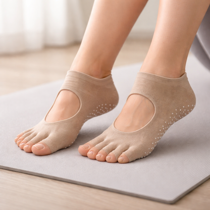 Women’s Five-Toe Pilates Socks Non-Slip Cotton