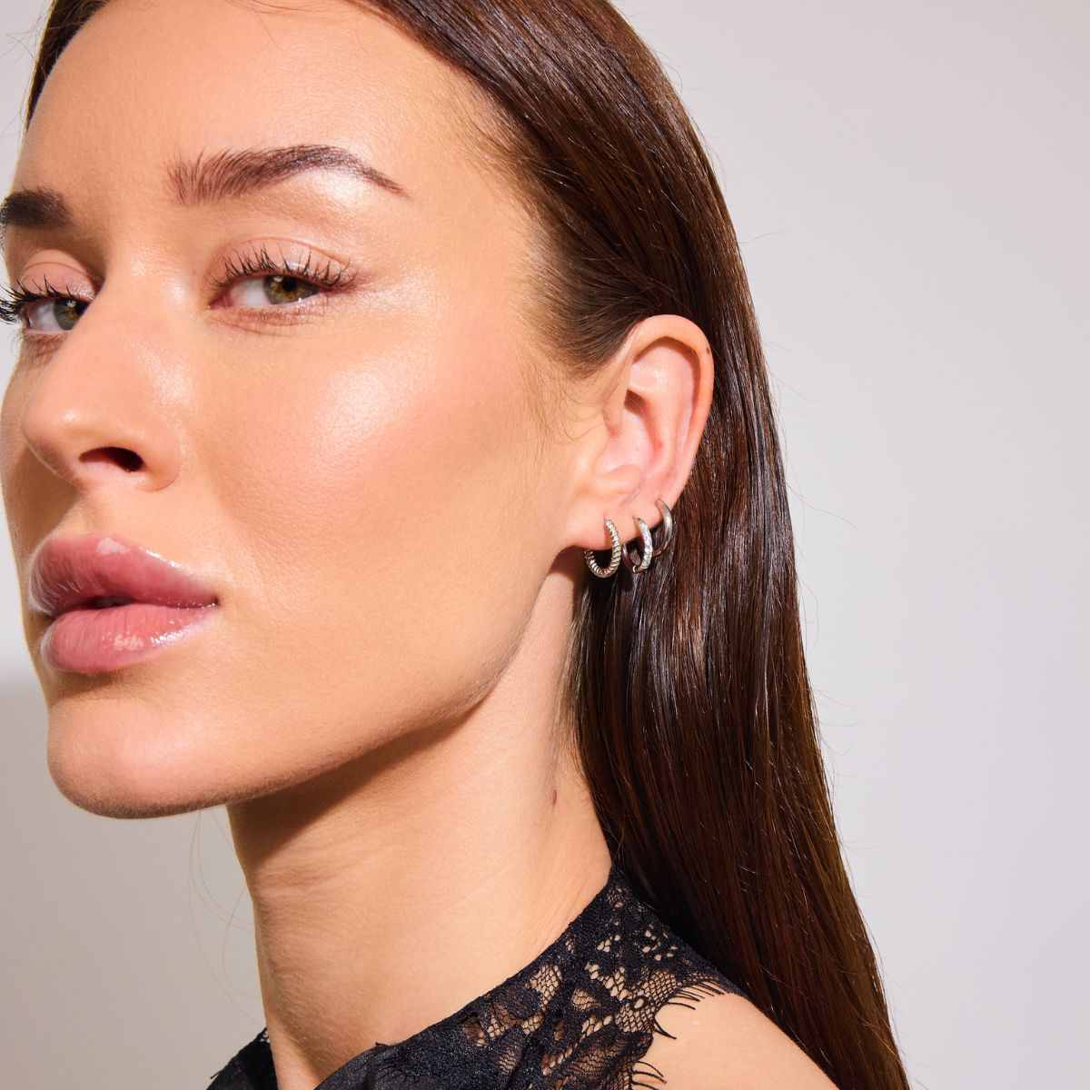 3-Pak Mix Creoler Sølvfarvet 10mm