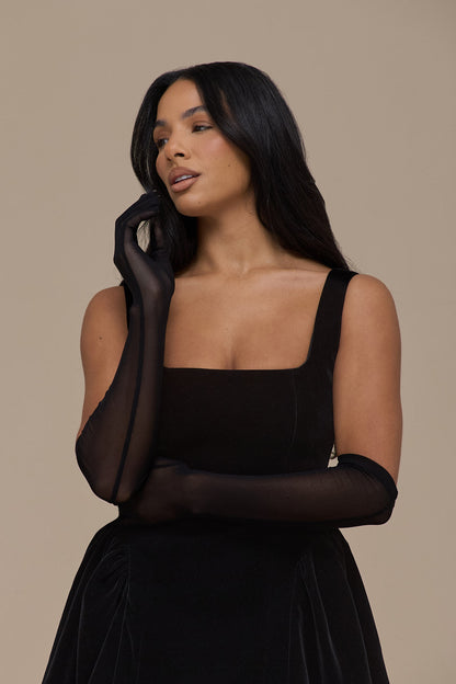 Lucky | Mini Black Velvet Dress