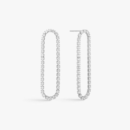 Hollow Tennis Krystal Øreringe Sølvfarvet