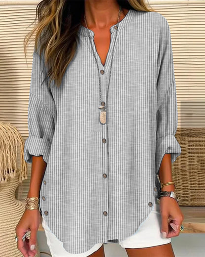 Betty | Stylish Loose Fit Long Sleeve Button-Up Blouse for Women
