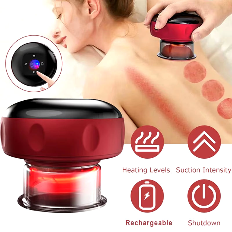 Body Scraping Massage Smart Electric Vacuum Cupping Heating Suction Cup Device Back Neck Arm Massger