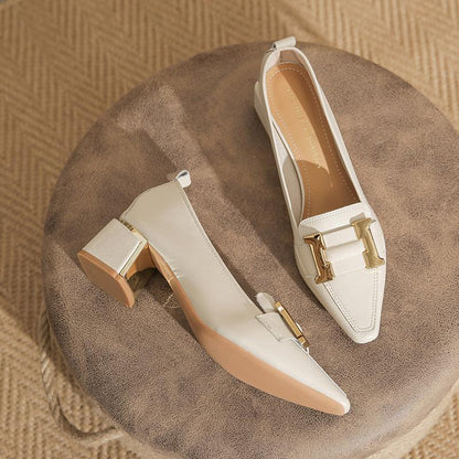 Destiny | Stylish Loafers with Block Heel – Elegant Pointed-Toe Shoes for Office & Everyday Wear