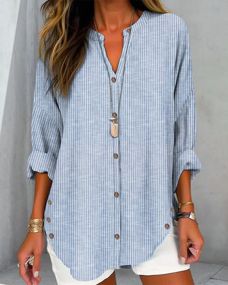 Betty | Stylish Loose Fit Long Sleeve Button-Up Blouse for Women