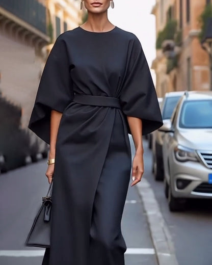 Celestine | Elegant Dress with Lantern Sleeves and Belt
