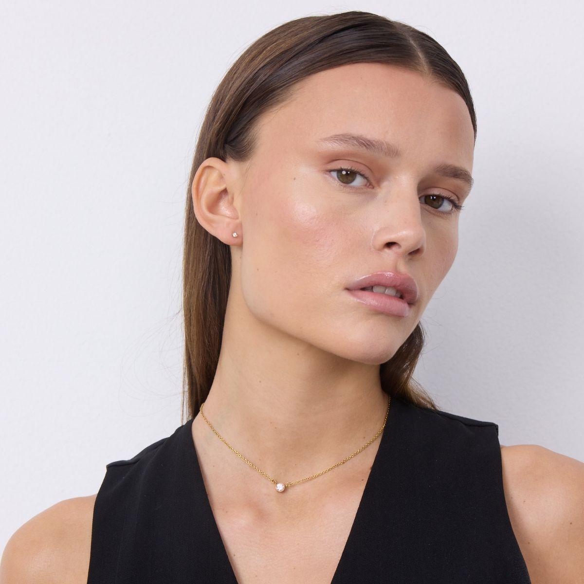 Classic Krystal Stud Øreringe 18K Guldbelagt 2mm/3mm