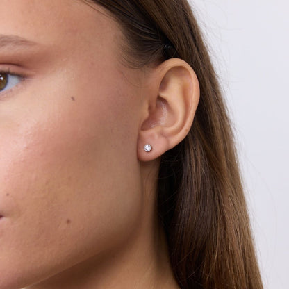 Classic Krystal Stud Øreringe Sølvfarvet 2mm/3mm