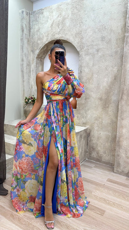 Whitney | Elegant Flowy Shoulder Dress for Summer Events