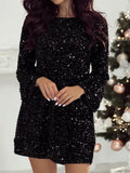 BONNIE™ -  Elegant Sequin Dress with Fitted Round Neck & Long Sleeves