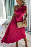 Mandy | Elegant Shoulder Pleated Dress