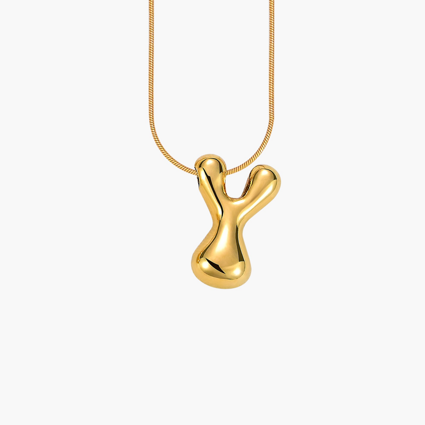 Golden Glow Bubble Letter Initial Necklace