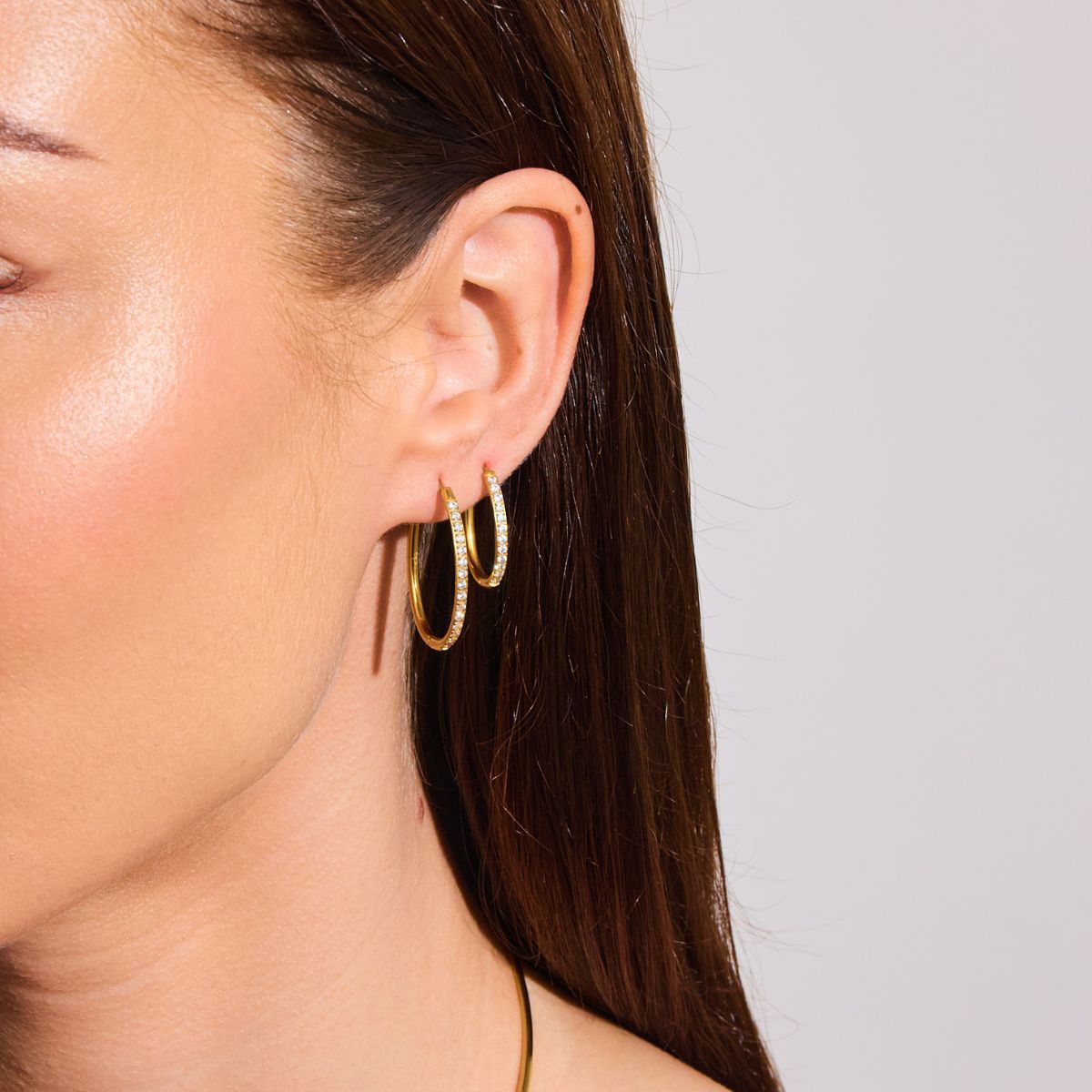 Ovale Classic Krystal Creoler 18K Guldbelagt Lille