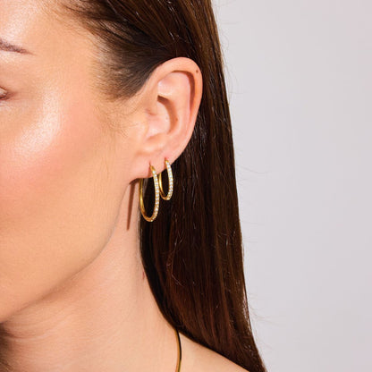 Ovale Classic Krystal Creoler 18K Guldbelagt Lille