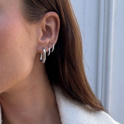 Ovale Hoops Sølvfarvet 20mm Stor