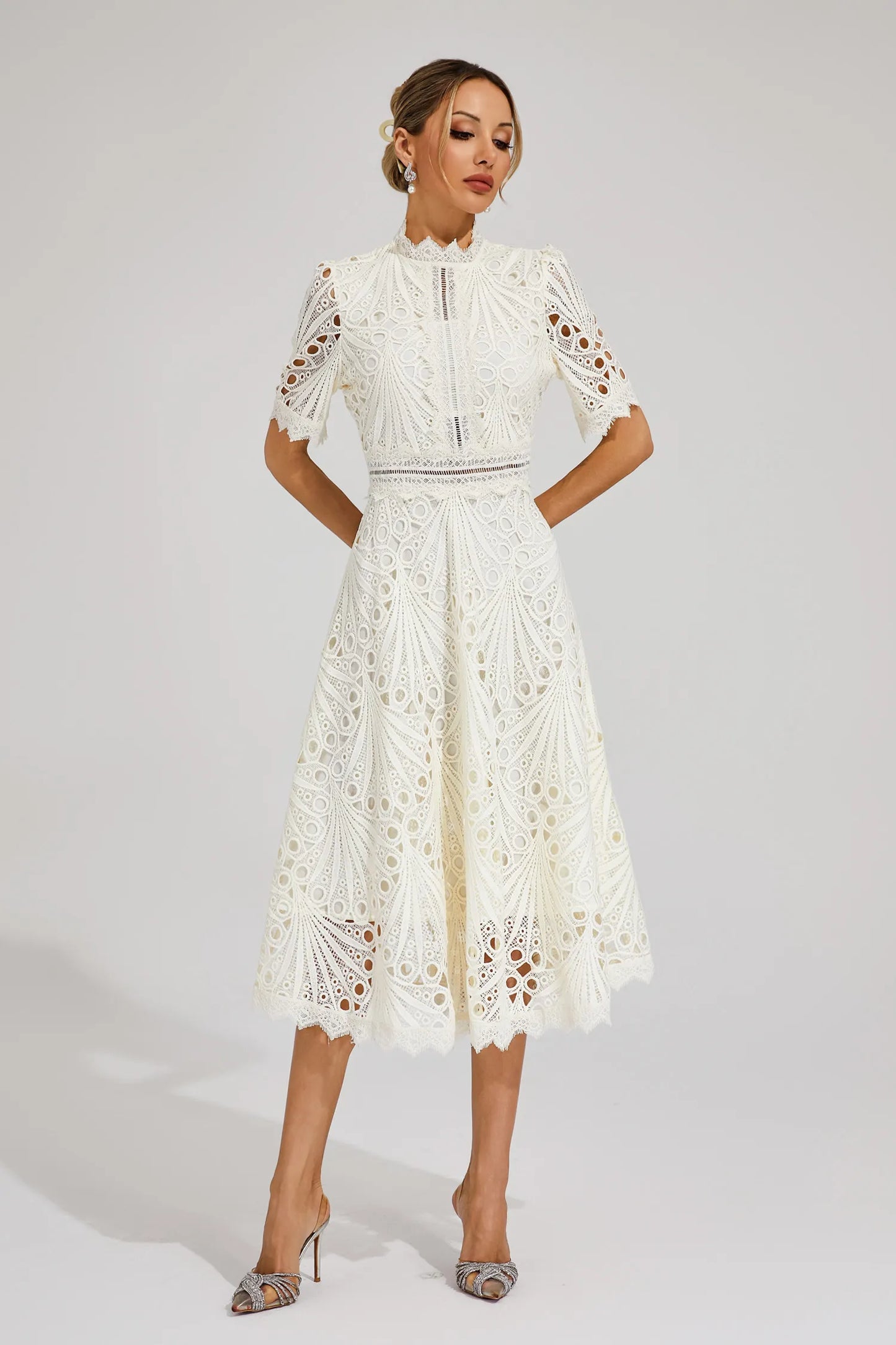 Lexi | Elegant Lace Midi Dress for Women