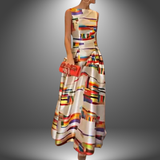 Amy | Striking Geometric Print Maxi Dress