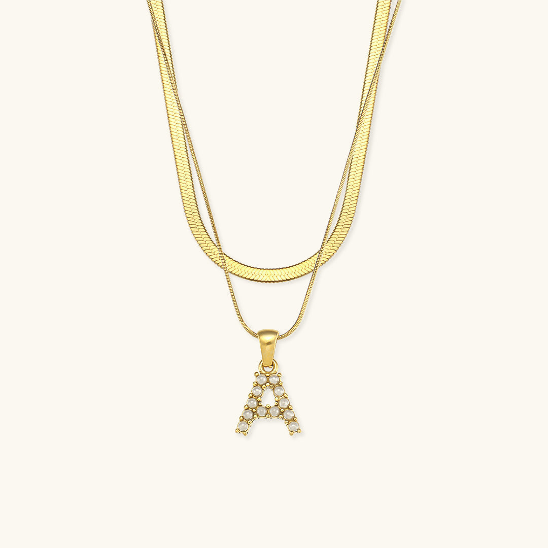 Lune gelaagde gouden initialen ketting