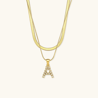 Lune gelaagde gouden initialen ketting
