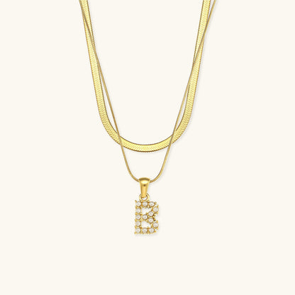 Lune gelaagde gouden initialen ketting