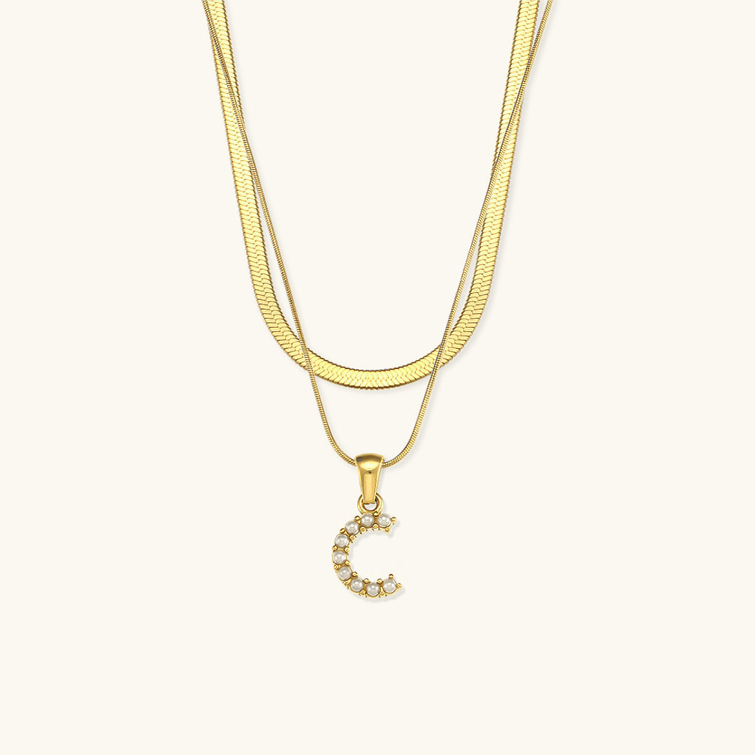 Lune gelaagde gouden initialen ketting
