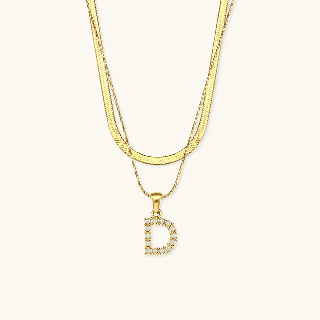 Lune gelaagde gouden initialen ketting