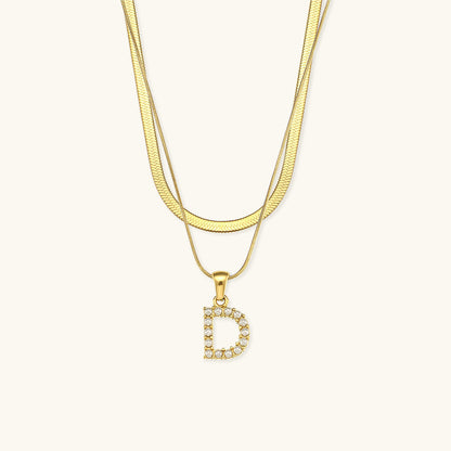 Lune gelaagde gouden initialen ketting