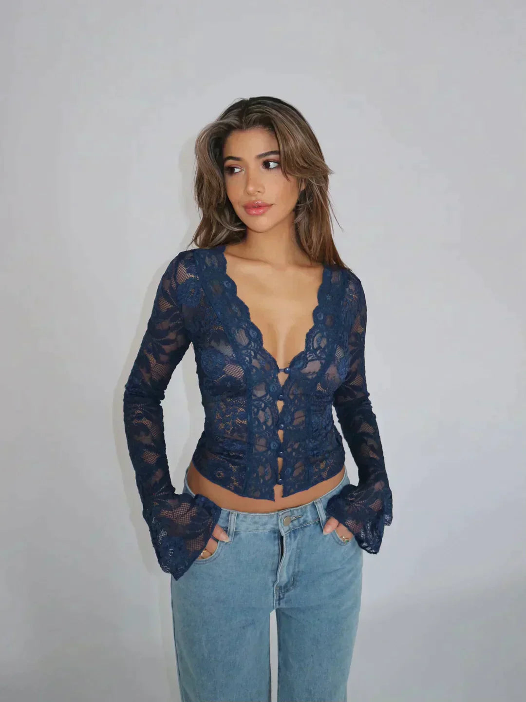 Carina - Elegant Lace Women’s Blouse for Office & Leisure