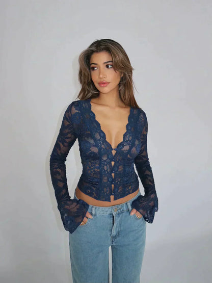 Carina - Elegant Lace Women’s Blouse for Office & Leisure