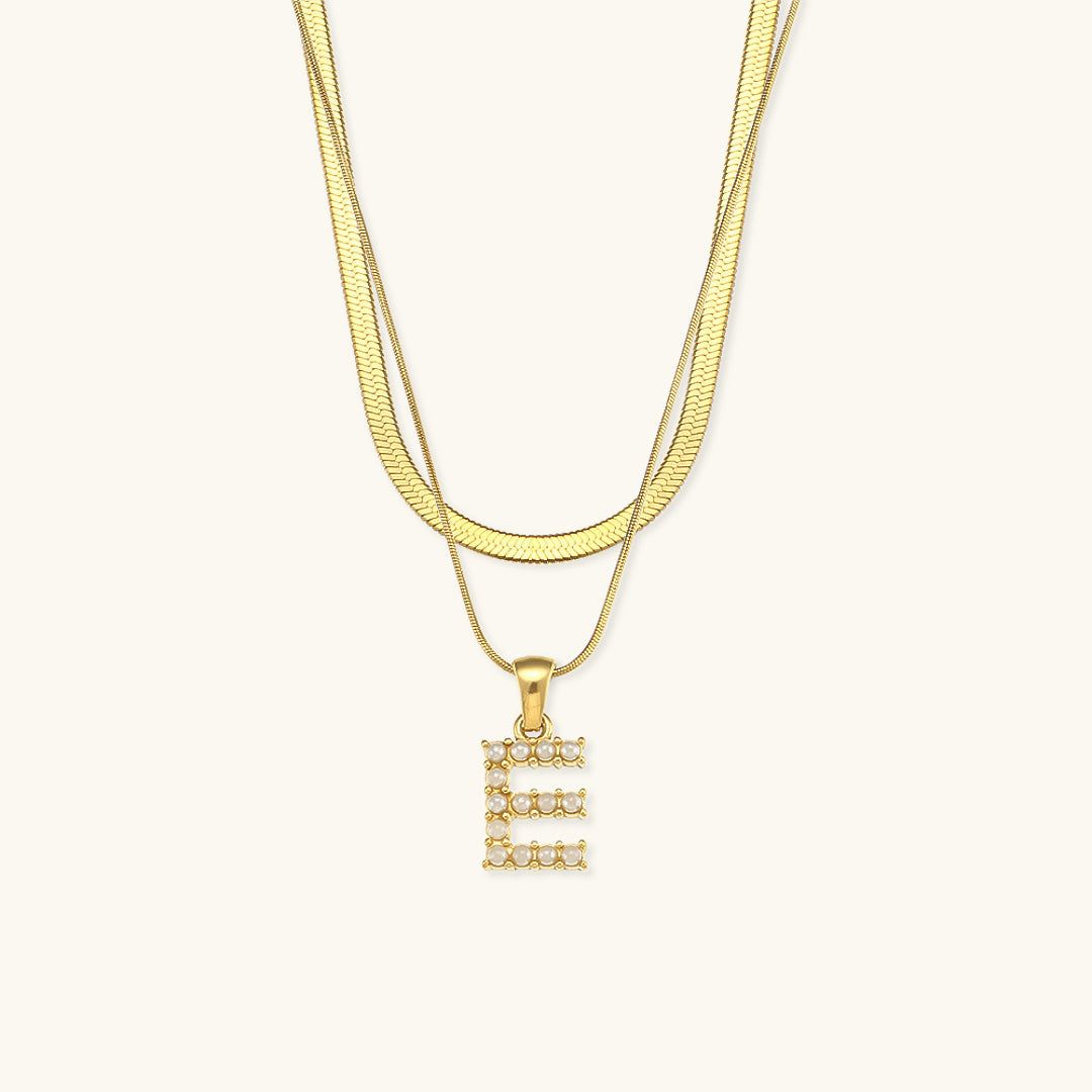 Lune gelaagde gouden initialen ketting