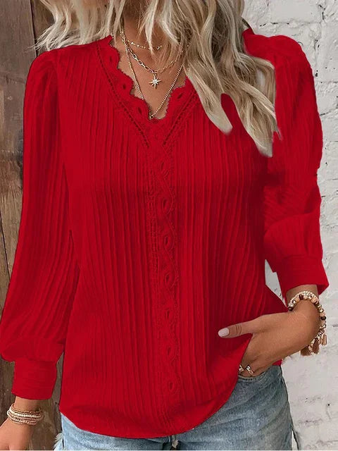 Elegant Lace Sleeveless V-Neck Women’s Summer Blouse