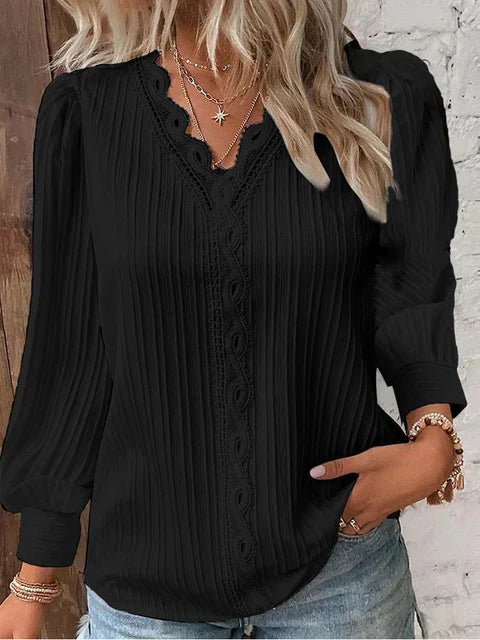 Elegant Lace Sleeveless V-Neck Women’s Summer Blouse