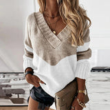 Stella | Women's V-Neck Color Block Sweater