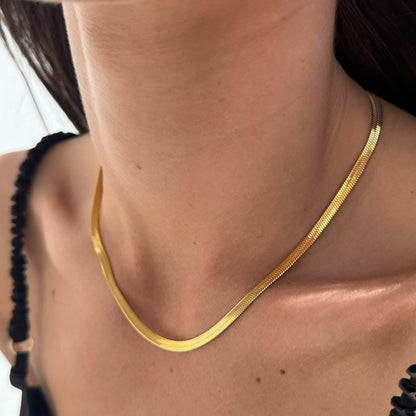 Flad Slangekæde 18K Guldbelagt 4mm