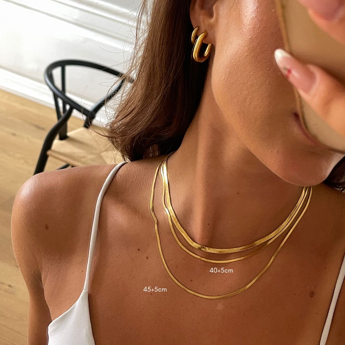 Flad Slangekæde 18K Guldbelagt 2mm