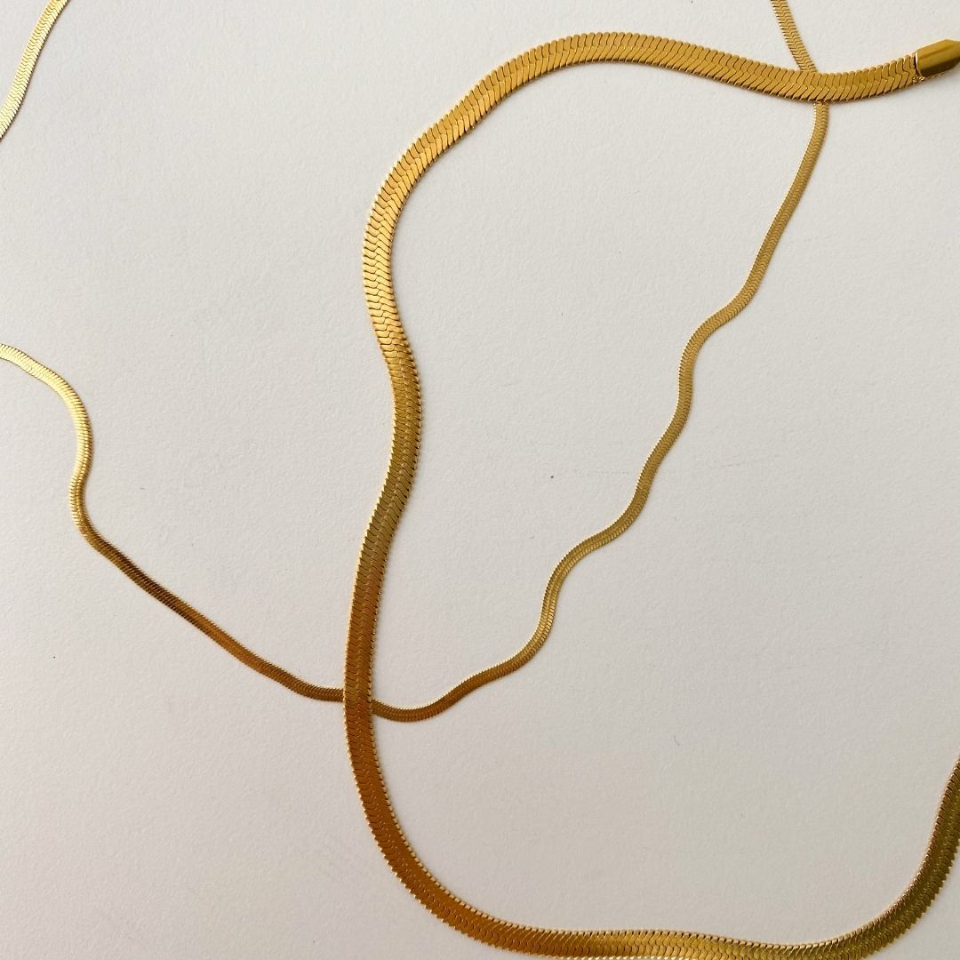 Flad Slangekæde 18K Guldbelagt 2mm