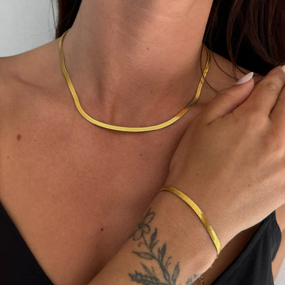 Flad Slangekæde 18K Guldbelagt 4mm