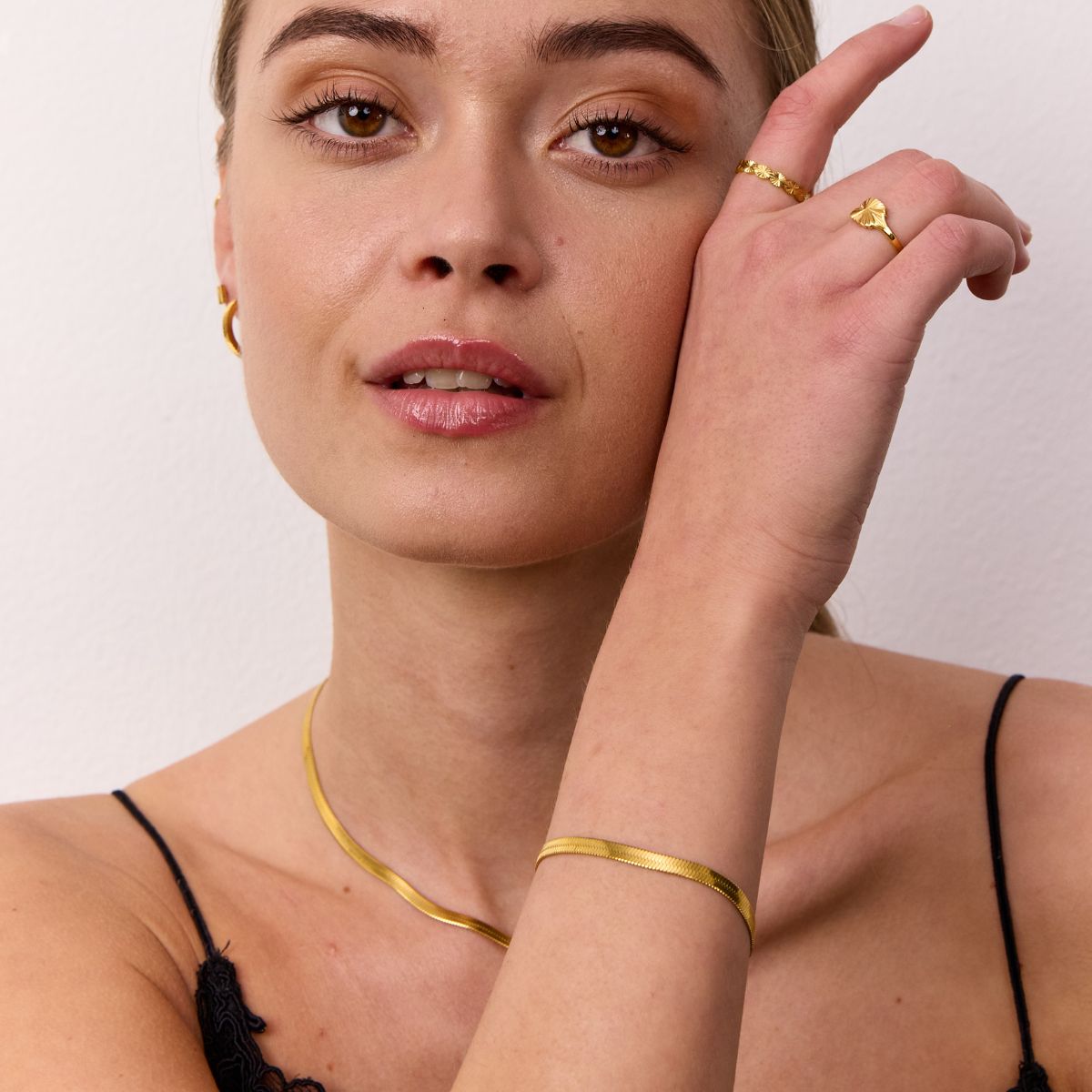 Flad Slangekæde 18K Guldbelagt 4mm