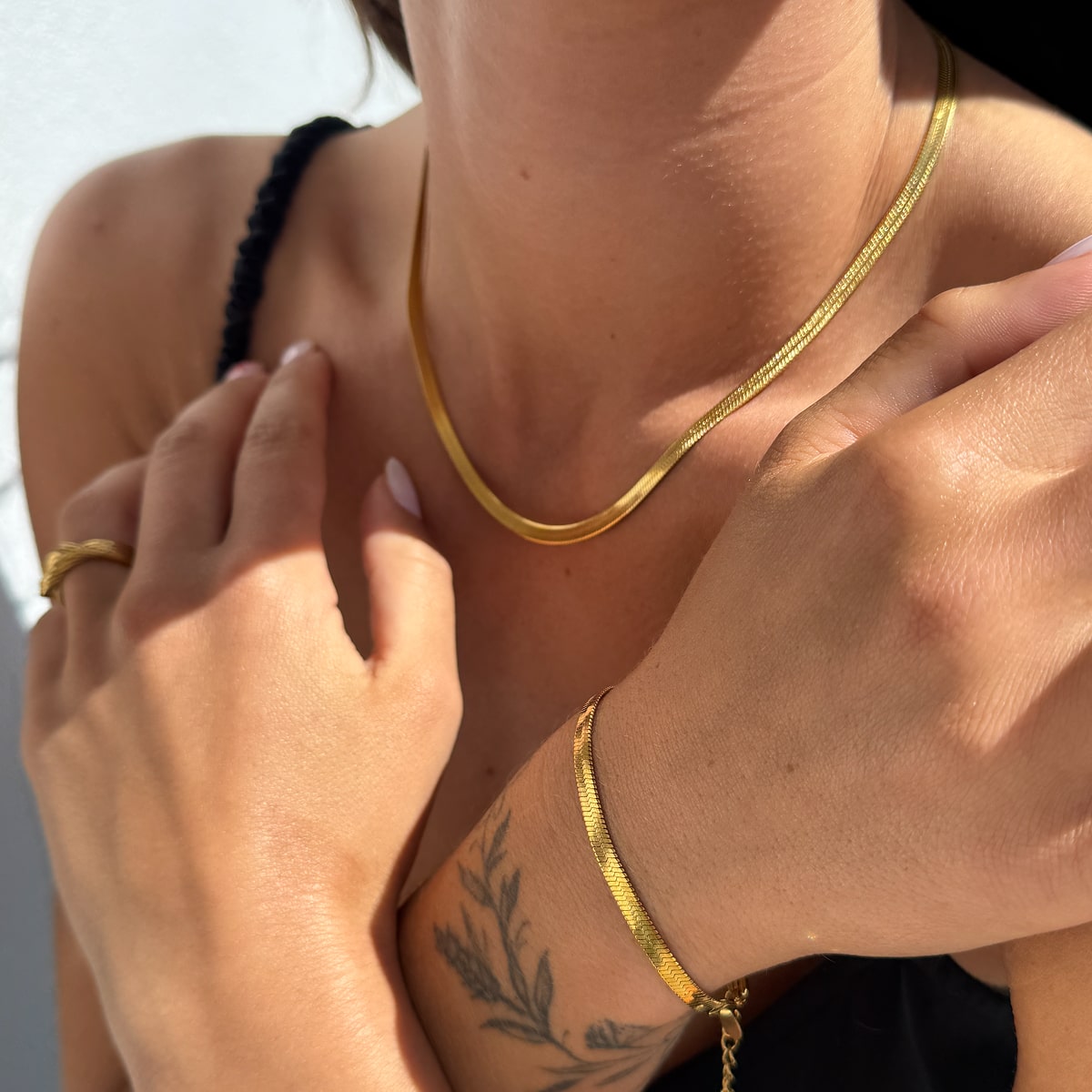 Flad Slangekæde 18K Guldbelagt 4mm