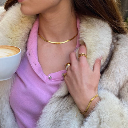 Flad Slangekæde 18K Guldbelagt 4mm