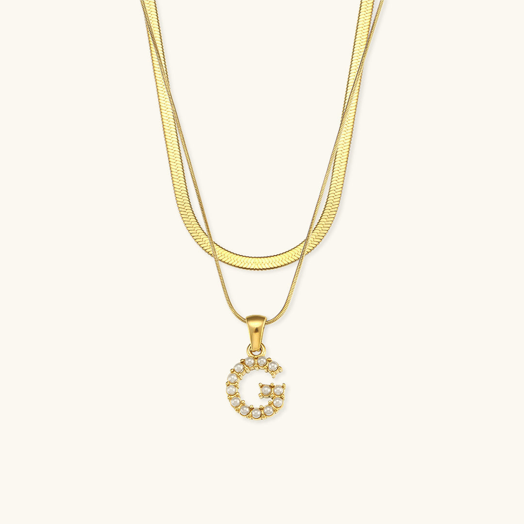 Lune gelaagde gouden initialen ketting