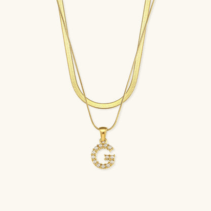 Lune gelaagde gouden initialen ketting